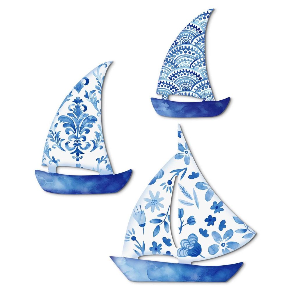 3 Pcs Coastal Wall Decor Wooden Sailboat Wall Sculpture Lake Wall Decor🐠